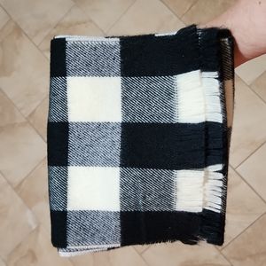 Macy's Black/Cream Buffalo Plaid Acrylic Scarf